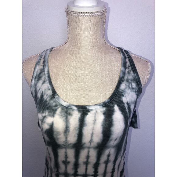 Chaser Antropologie Ribbed Racerback Tank In Blue and White - M - Picture 3 of 7